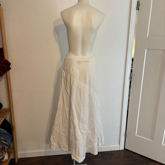Saint Tropez West size 10 100% Linen Flowy Boho Neutral Maxi Skirt - Picture 3 of 9